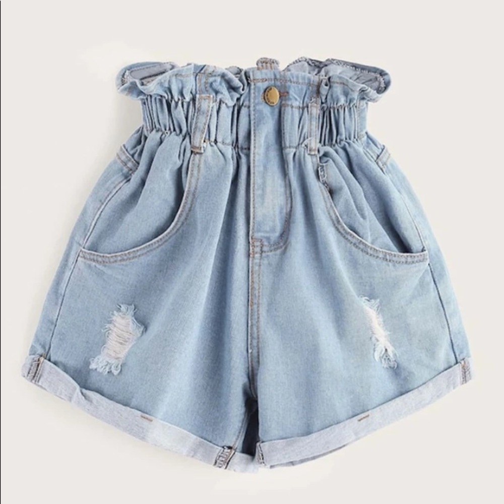 Paper bag jean shorts NWOT